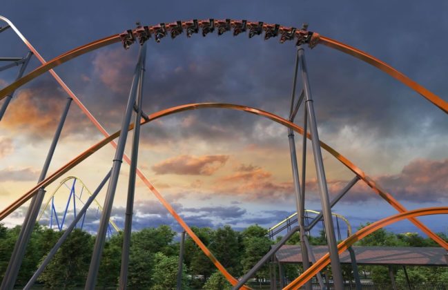 Jersey Devil Coaster - Six Flags Great Adventure - 180 Degree Stall